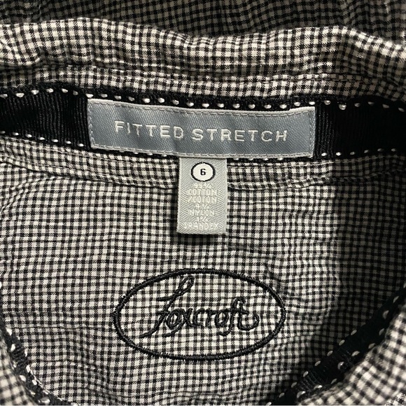 Foxcroft Black White Plaid Crinkle Fitted Stretch Button Up - Picture 4 of 4